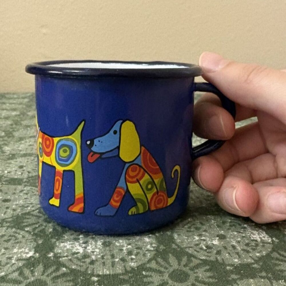 Colorful Dog Camping Enamel Dog Mug